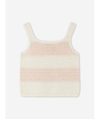 Bonpoint Girls Striped Sleeveless Top in Pink pas cher