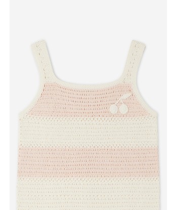 Bonpoint Girls Striped Sleeveless Top in Pink pas cher