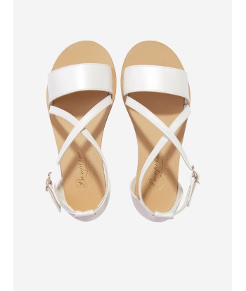 Bonpoint Girls Fia Leather Sandals in White en ligne des produits 