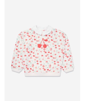 Bonpoint Girls Claudine Cherry Sweatshirt in White 50% de réduction en Octobre 2024