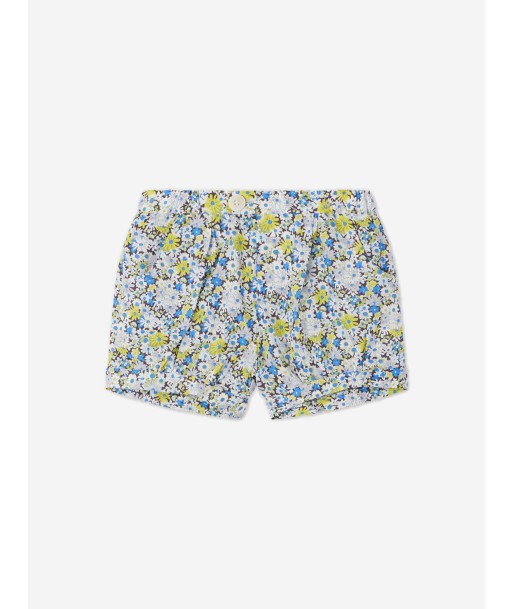 Bonpoint Baby Girls Short Square Floral Shorts in Blue en linge