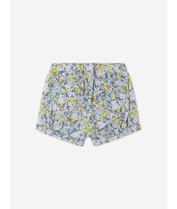 Bonpoint Baby Girls Short Square Floral Shorts in Blue en linge