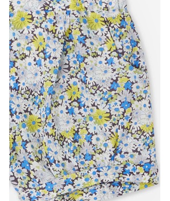 Bonpoint Baby Girls Short Square Floral Shorts in Blue en linge