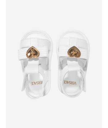 Versace Baby Girls Leather Medusa Heart Sandals in White pas cher