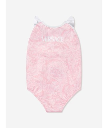 Versace Baby Girls Barocco Print Swimsuit in Pink pas chere