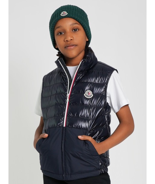 Moncler Enfant Boys Down Padded Apatou Gilet in Navy Véritable concentré