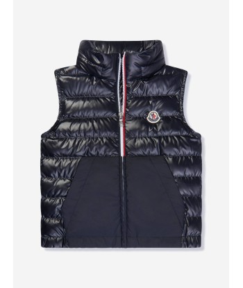 Moncler Enfant Boys Down Padded Apatou Gilet in Navy Véritable concentré