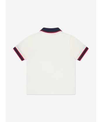 Moncler Enfant Boys Logo Pocket Polo Shirt in White En savoir plus