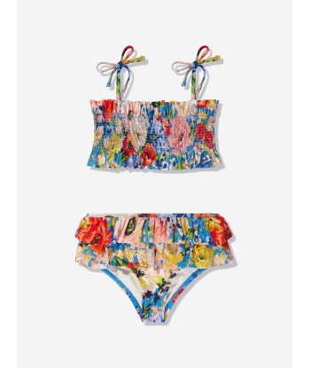 Zimmermann Girls Alight Shirred Frill Bikini in Blue Venez découvrir notre 