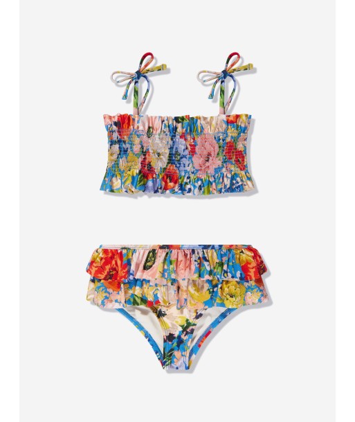 Zimmermann Girls Alight Shirred Frill Bikini in Blue Venez découvrir notre 