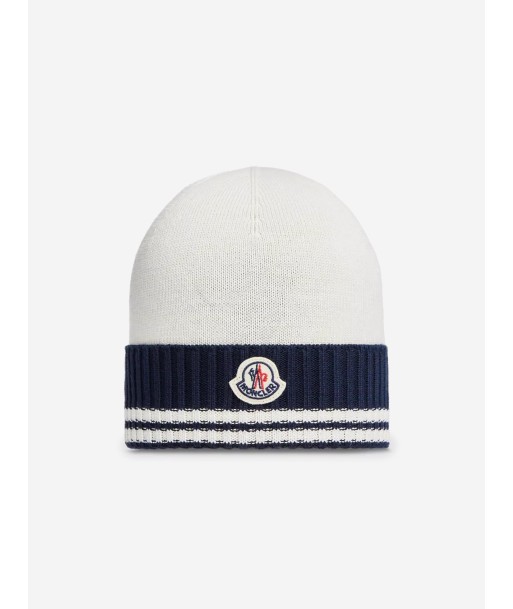 Moncler Enfant Baby Boys Logo Knitted Beanie Hat in White français