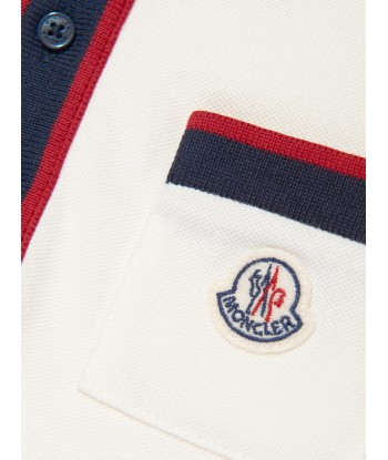 Moncler Enfant Boys Logo Pocket Polo Shirt in White En savoir plus