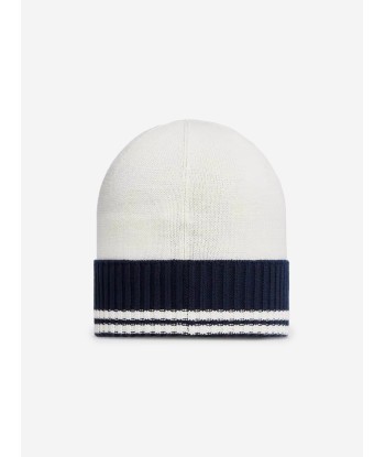 Moncler Enfant Baby Boys Logo Knitted Beanie Hat in White français