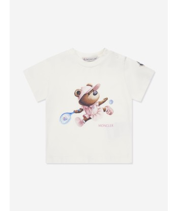 Moncler Enfant Baby Girls Tennis Bear T-Shirt in White livraison gratuite