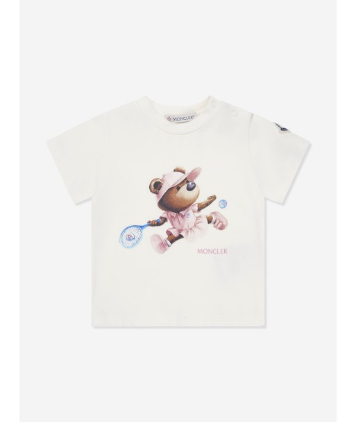 Moncler Enfant Baby Girls Tennis Bear T-Shirt in White livraison gratuite