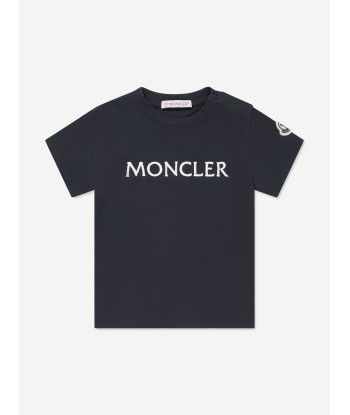 Moncler Enfant Baby Girls Logo T-Shirt in Navy livraison et retour toujours gratuits