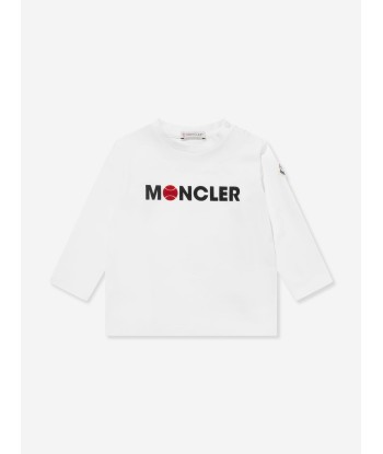 Moncler Enfant Baby Boys Long Sleeve Logo T-Shirt in White livraison gratuite