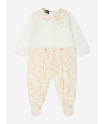 Versace Baby Barocco Georgette Babygrow in White prix pour 