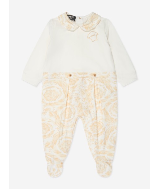 Versace Baby Barocco Georgette Babygrow in White prix pour 