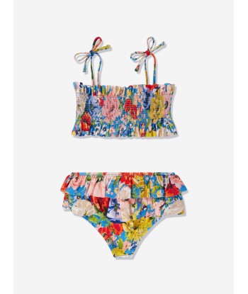 Zimmermann Girls Alight Shirred Frill Bikini in Blue Venez découvrir notre 