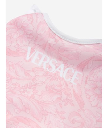 Versace Baby Girls Barocco Print Swimsuit in Pink pas chere