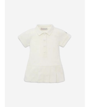 Moncler Enfant Baby Girls Branded Polo Dress in White Faites des économies