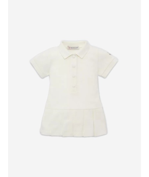 Moncler Enfant Baby Girls Branded Polo Dress in White Faites des économies