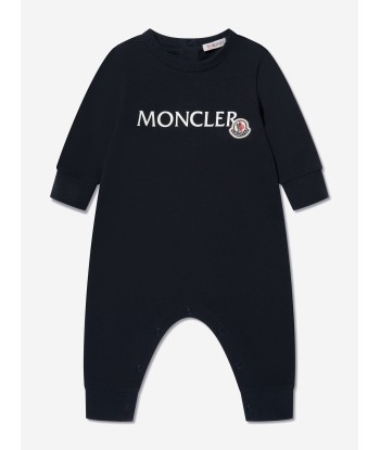 Moncler Enfant Baby Logo Romper in Navy Paris Déstockage Promo