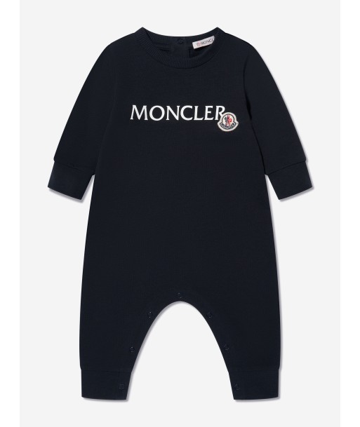 Moncler Enfant Baby Logo Romper in Navy Paris Déstockage Promo