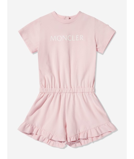 Moncler Enfant Baby Girls Logo Playsuit in Pink d'Europe débarque