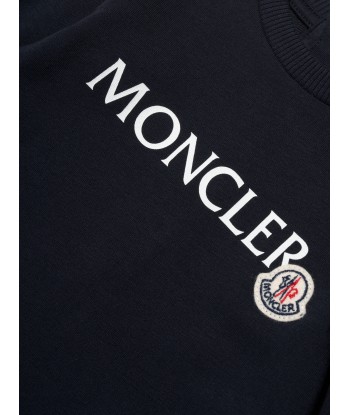 Moncler Enfant Baby Logo Romper in Navy Paris Déstockage Promo