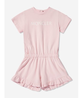 Moncler Enfant Baby Girls Logo Playsuit in Pink d'Europe débarque