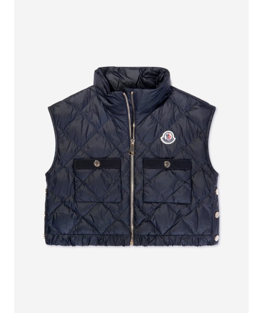 Moncler Enfant Girls Down Padded Garonna Gilet in Navy Faites des économies