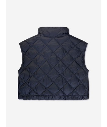 Moncler Enfant Girls Down Padded Garonna Gilet in Navy Faites des économies