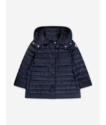 Moncler Enfant Girls Down Padded Manas Long Coat in Navy votre restaurant rapide dans 