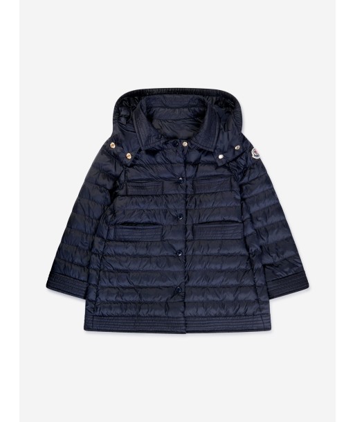 Moncler Enfant Girls Down Padded Manas Long Coat in Navy votre restaurant rapide dans 