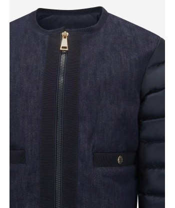 Moncler Enfant Girls Down Padded Nubia Jacket in Navy Dans la société mordern