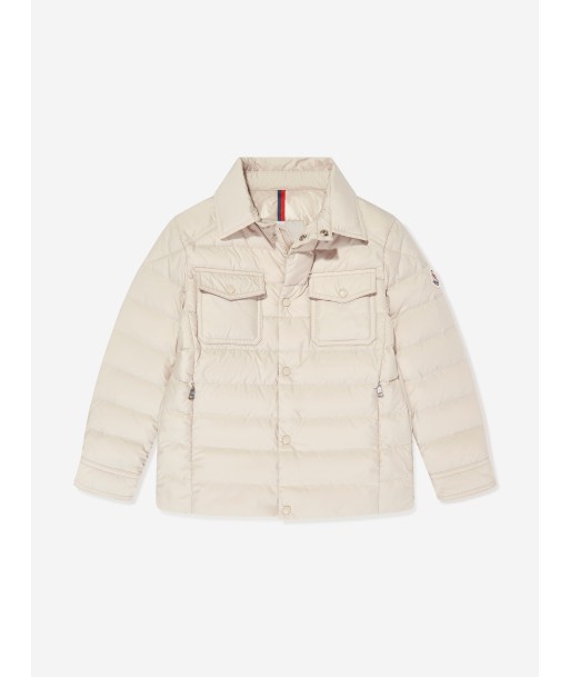 Moncler Enfant Boys Down Padded Akil Shirt Jacket in Beige de France