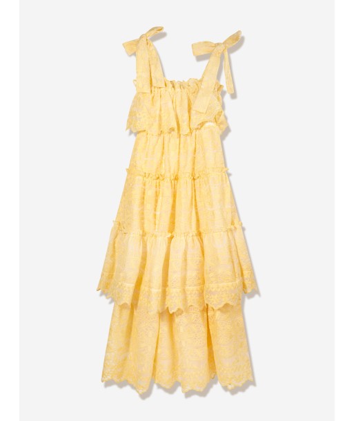 Marlo Girls Juniper Embroidered Maxi Dress in Yellow destockage