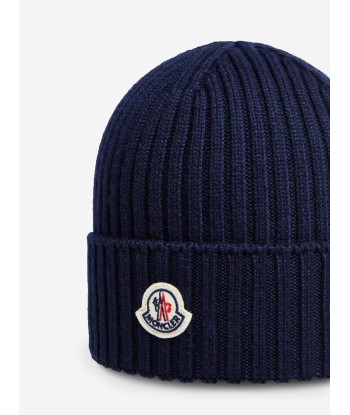 Moncler Enfant Boys Logo Beanie Hat in Navy l'achat 