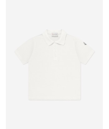 Moncler Enfant Boys Logo Polo Shirt in White Amélioration de cerveau avec