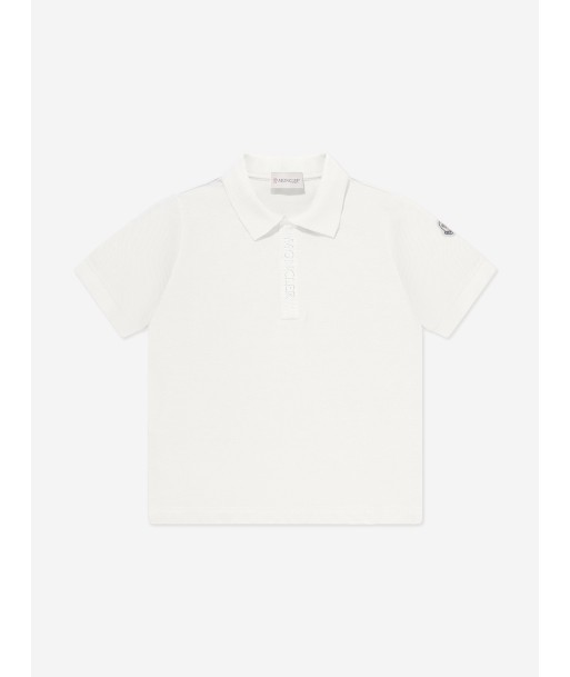 Moncler Enfant Boys Logo Polo Shirt in White Amélioration de cerveau avec