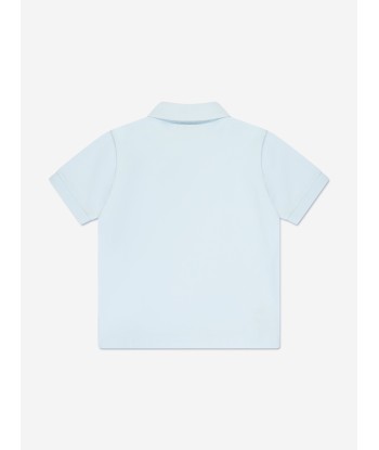 Moncler Enfant Boys Tennis Logo Polo Shirt in Blue Véritable concentré