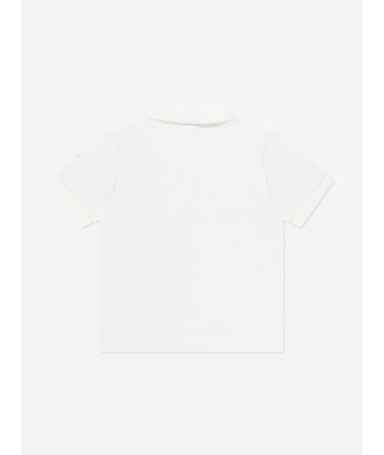 Moncler Enfant Boys Logo Polo Shirt in White Amélioration de cerveau avec