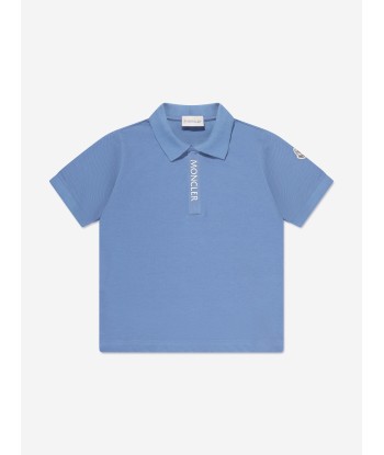 Moncler Enfant Boys Logo Polo Shirt in Blue En savoir plus