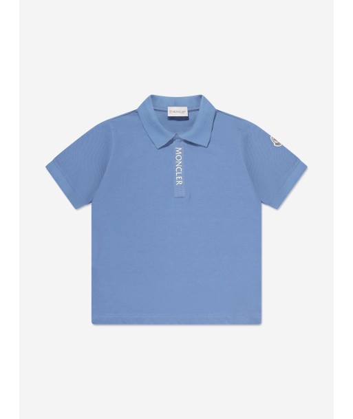 Moncler Enfant Boys Logo Polo Shirt in Blue En savoir plus