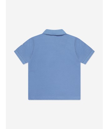 Moncler Enfant Boys Logo Polo Shirt in Blue En savoir plus