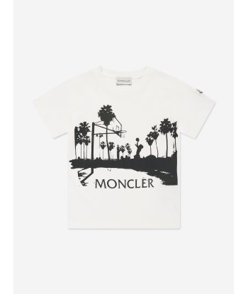 Moncler Enfant Boys Graphic Basketball Print T-Shirt in White la colonne vertébrale