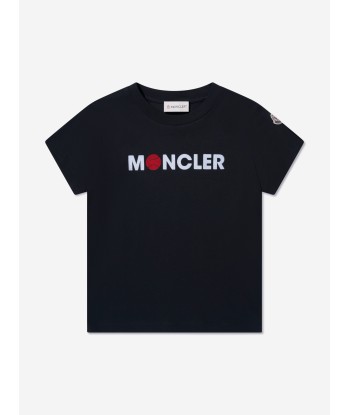 Moncler Enfant Boys Basketball Logo T-Shirt in Navy Paris Déstockage Promo