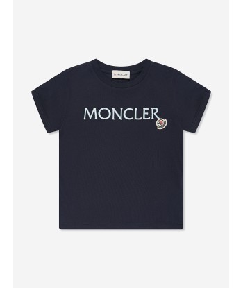 Moncler Enfant Girls Logo T-Shirt in Navy Profitez des Offres !